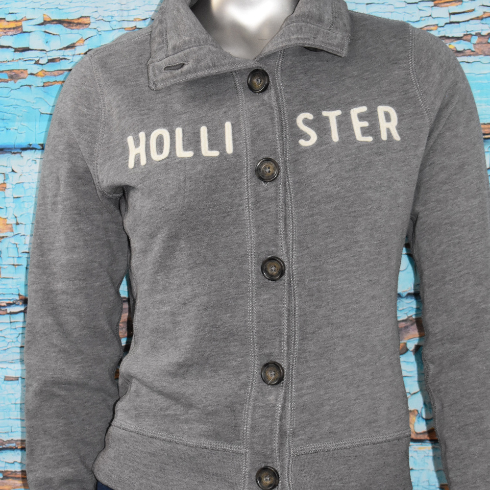 Hollister Sweat Jacket Logo Button UP S Womans
